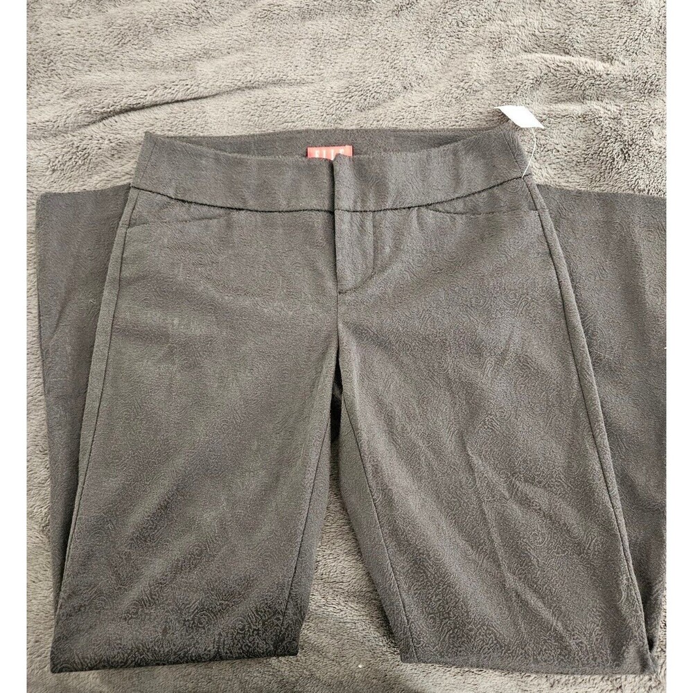 Women's Black Textured Fitted Stretch Pants/Trousers By Elle Sz. 2